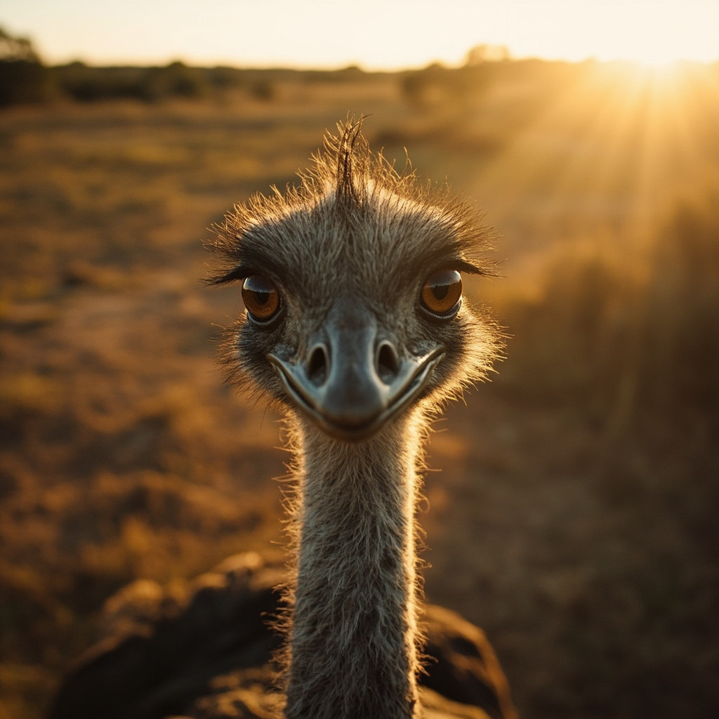 A defiant emu staring at the camera