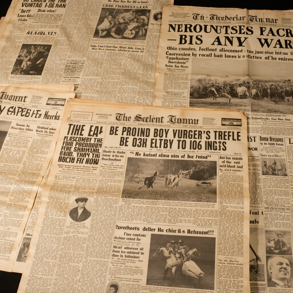 Vintage newspaper headlines about the Emu War