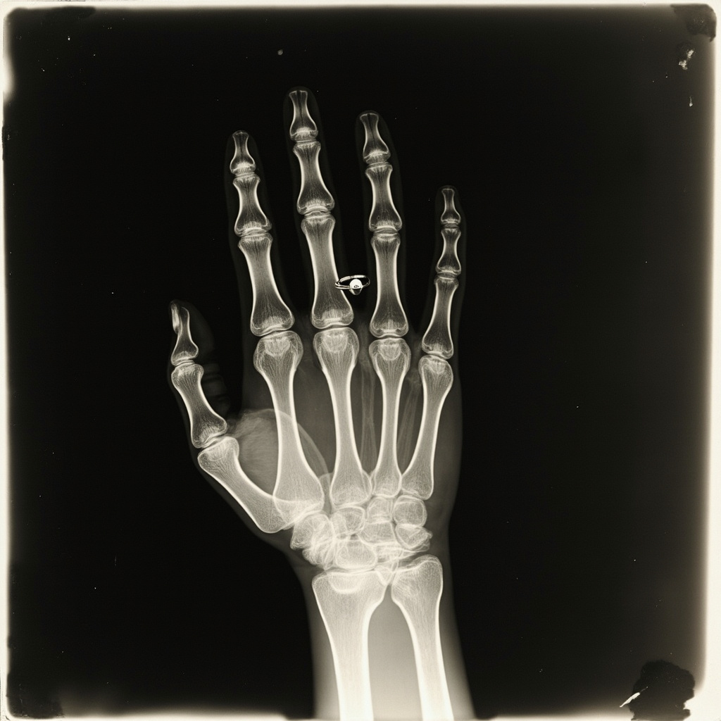 The famous first X-ray photograph of Anna Bertha Röntgen's hand, 1895