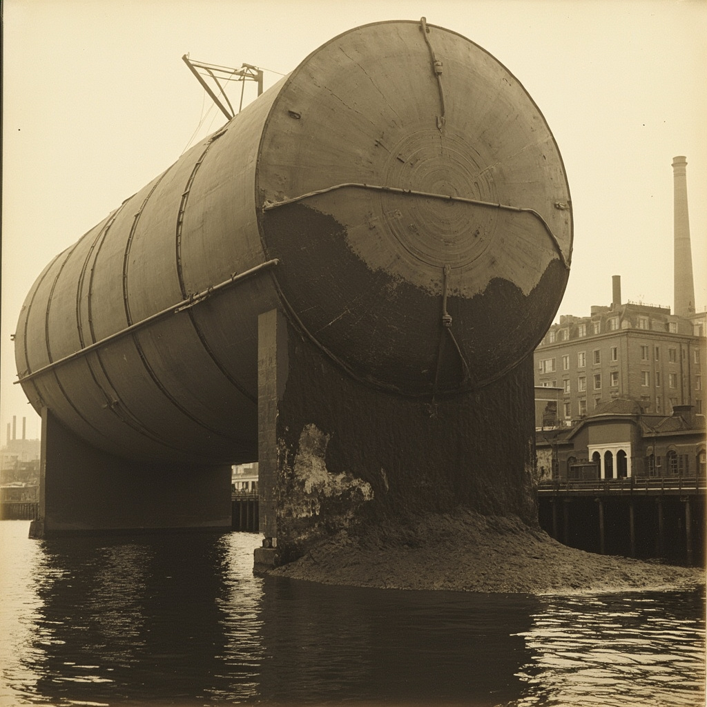 The massive molasses storage tank in Boston