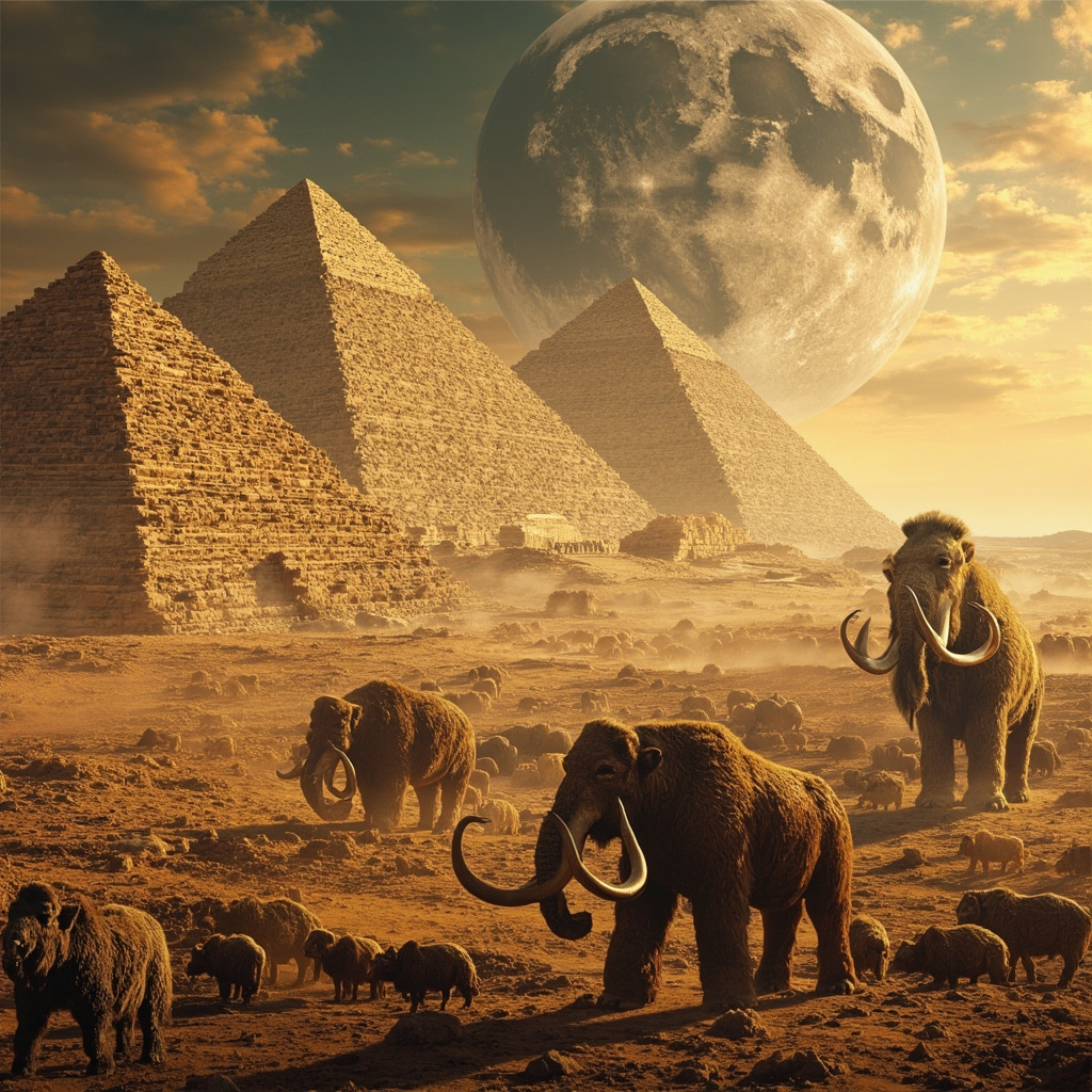 Timeline showing mammoths surviving alongside ancient civilizations