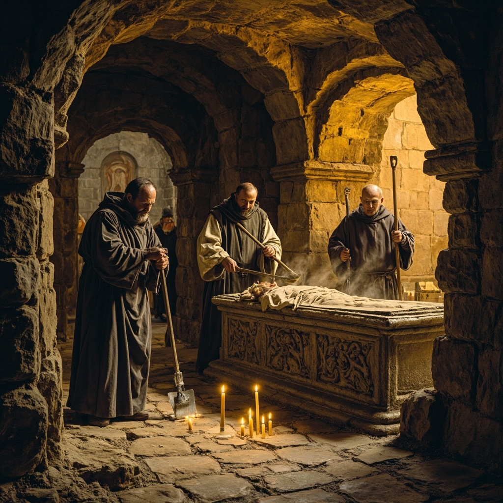 Medieval tomb exhumation