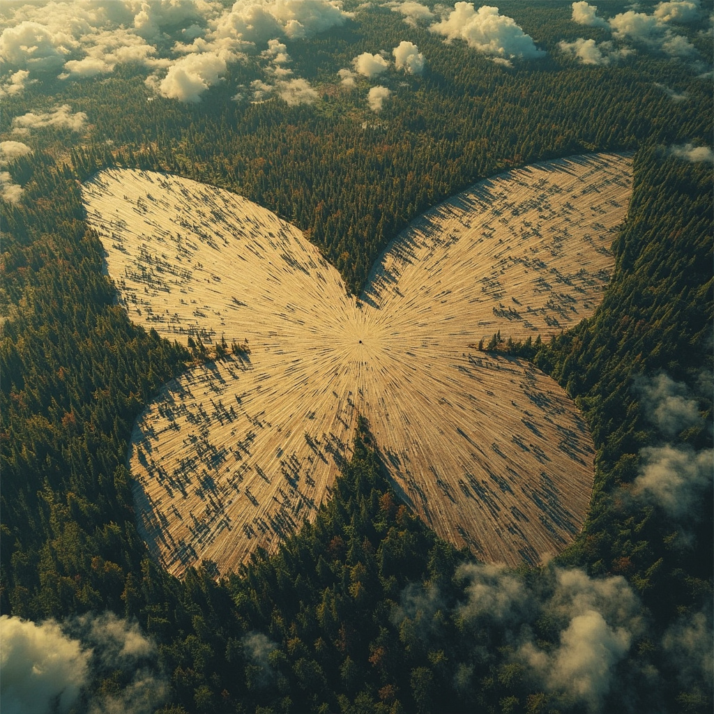 Diagram showing the butterfly-shaped destruction pattern of the Tunguska Event