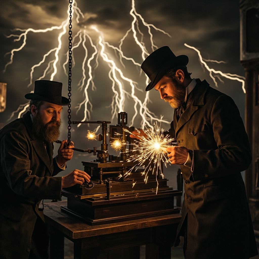 Victorian telegraph operators dealing with electrical chaos during Carrington Event of 1859