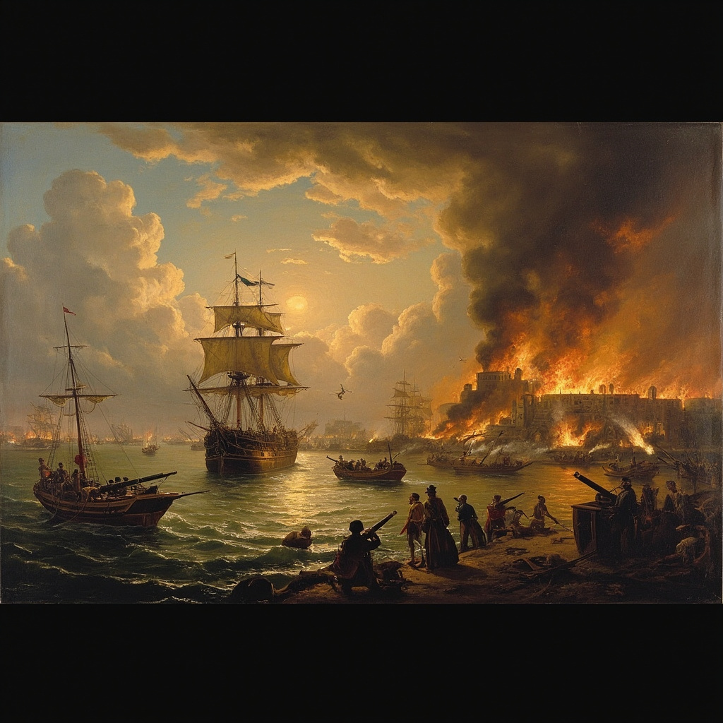 Admiral Edward Vernon attacking Portobelo