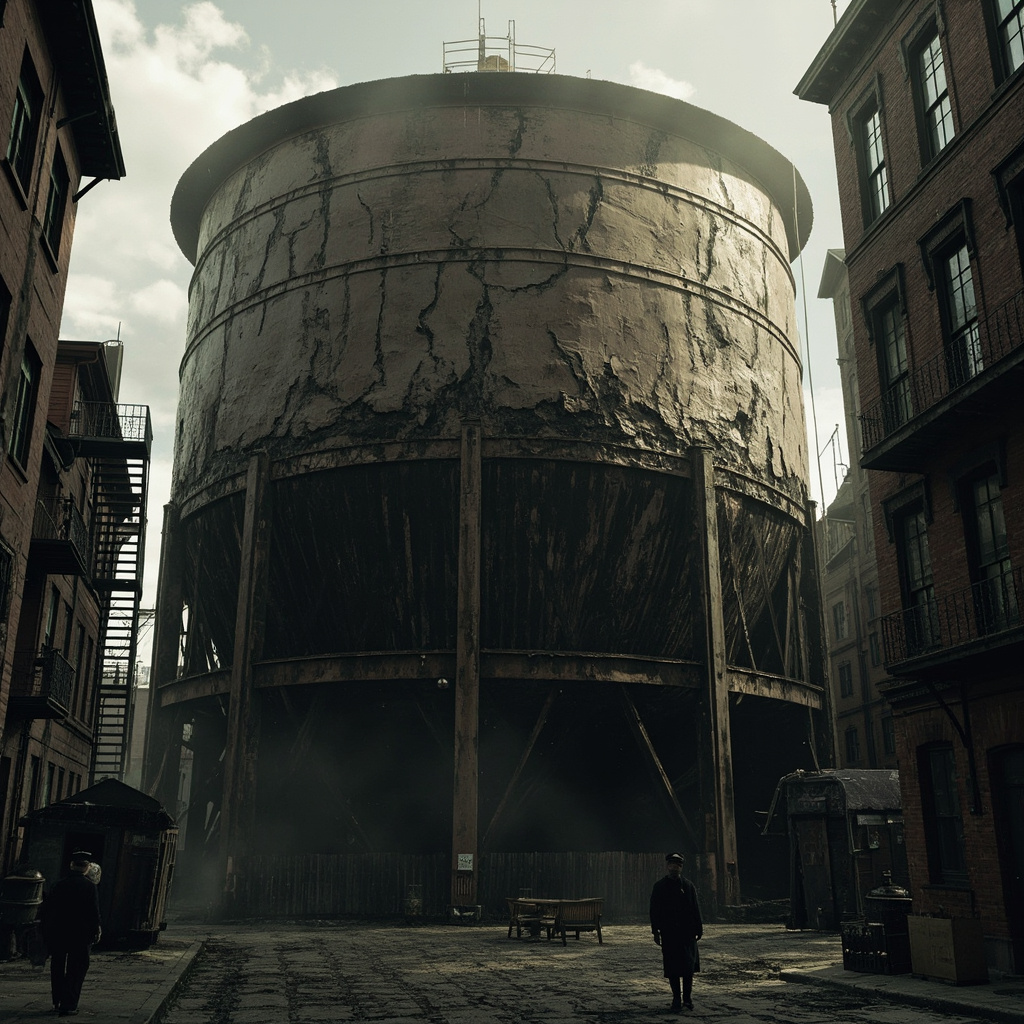 The massive molasses storage tank before the disaster