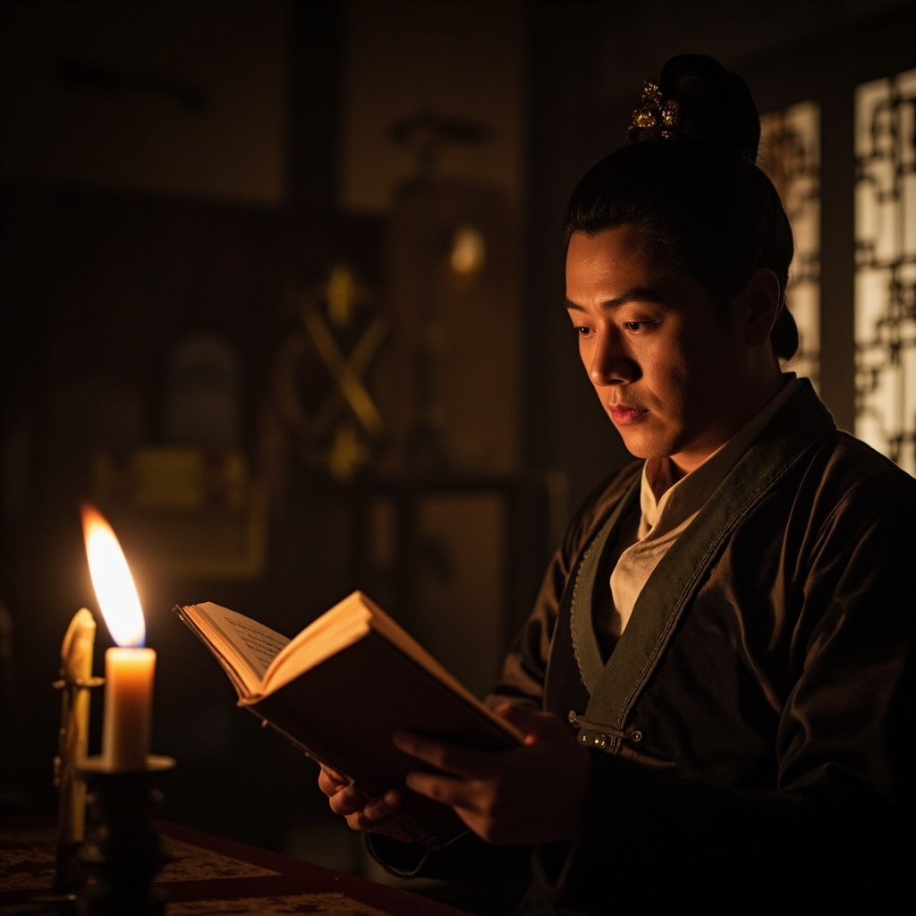 Hong Xiuquan reading Christian religious texts