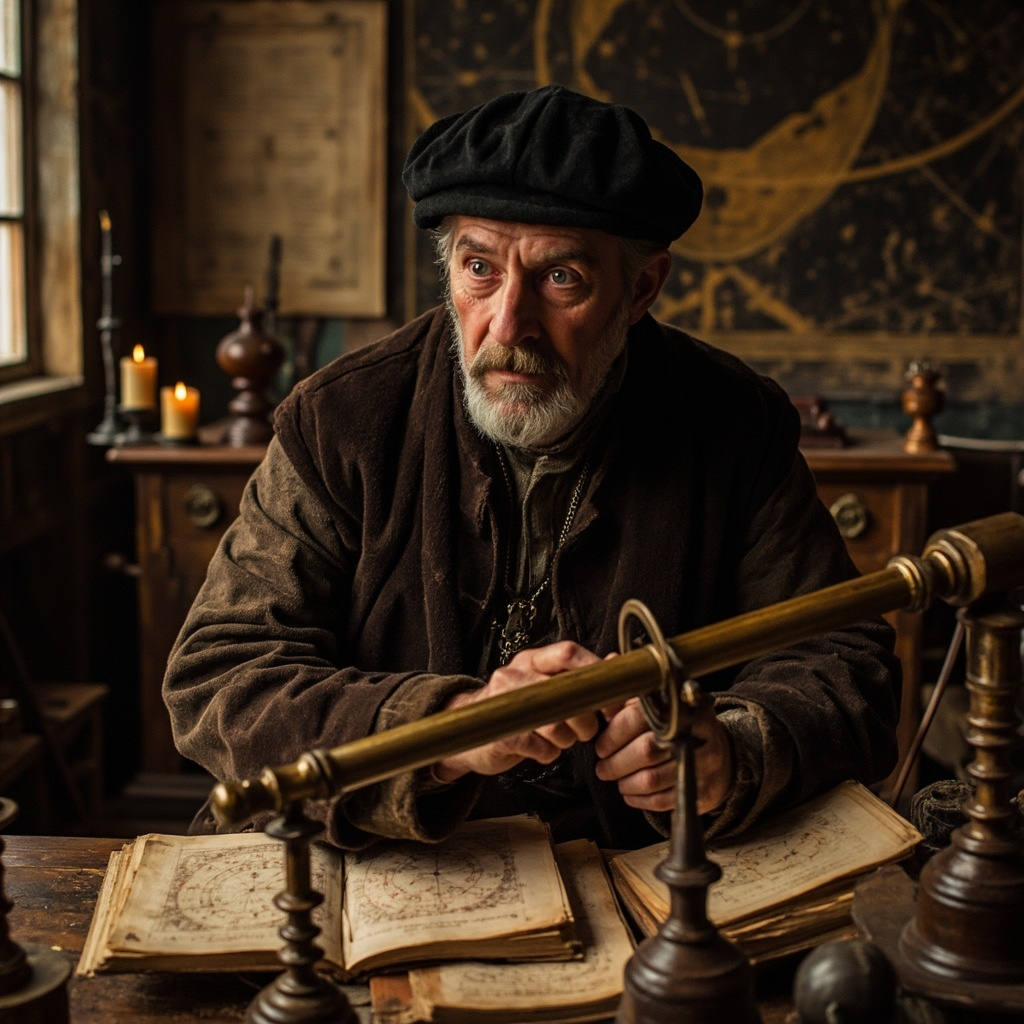 Renaissance scholar studying celestial phenomena