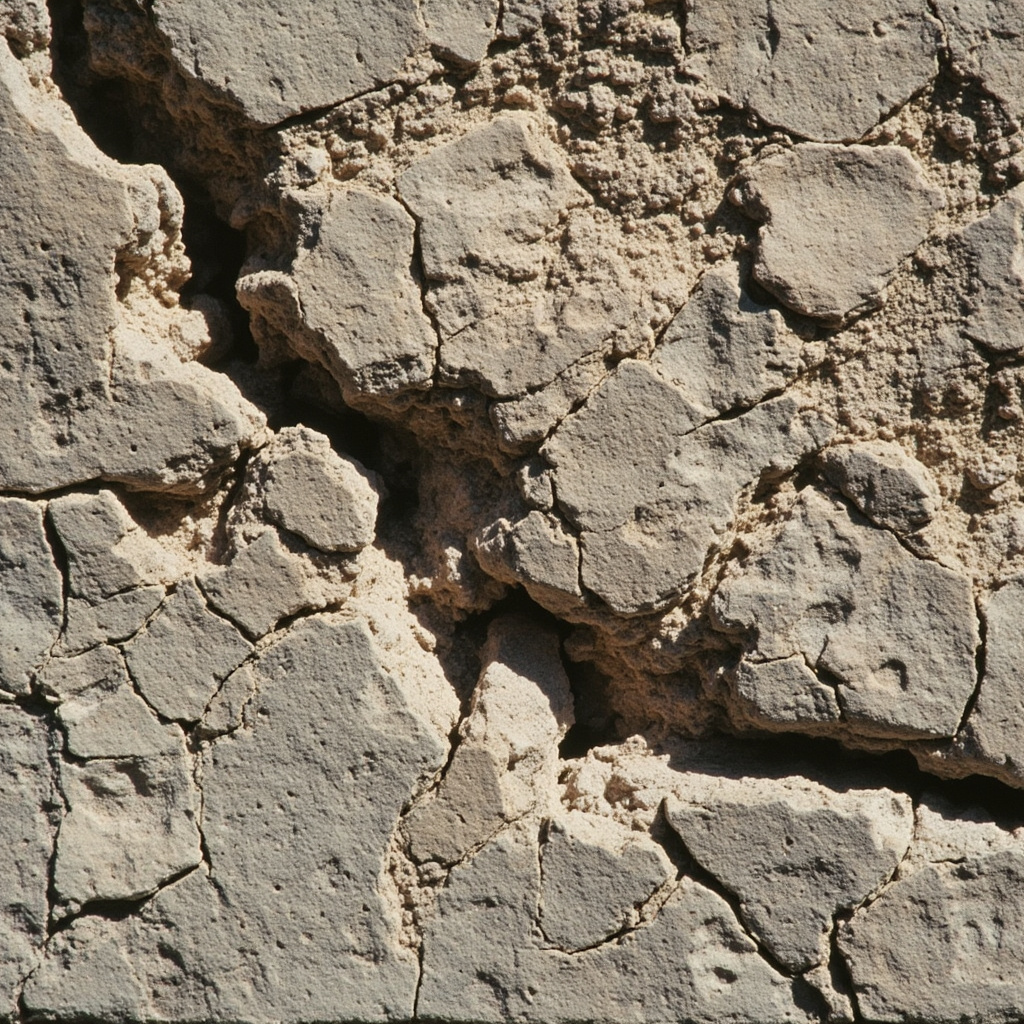 Close-up view of Roman concrete showing lime clasts and volcanic ash mixture