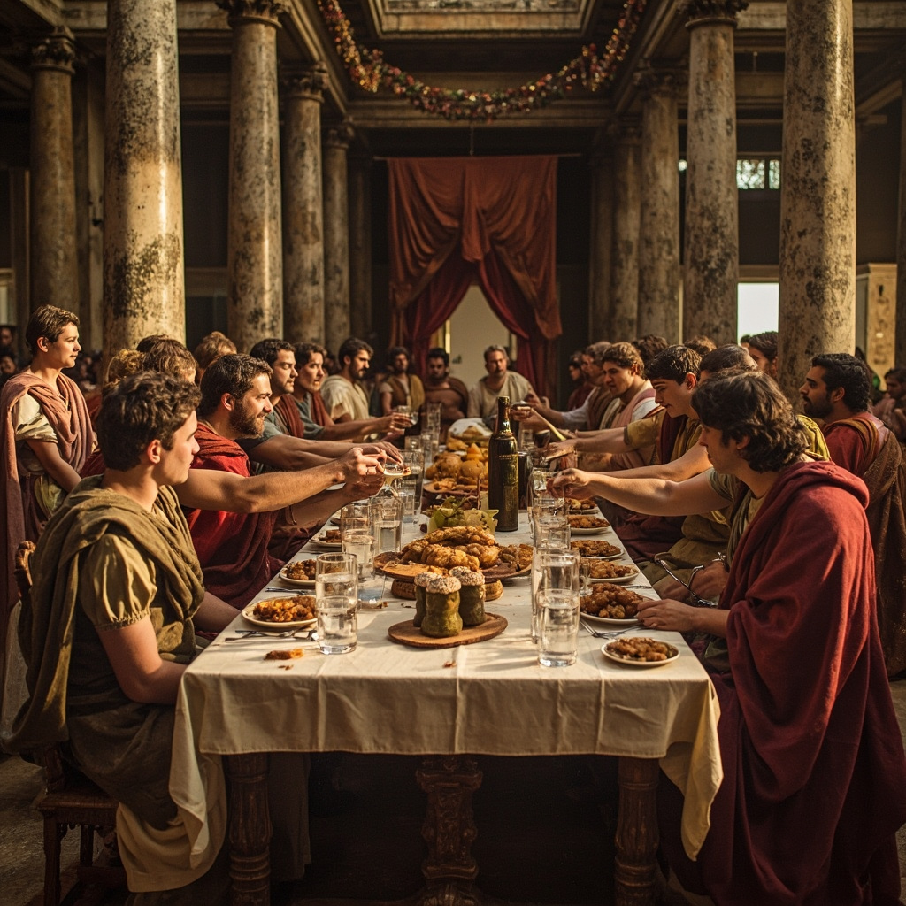 Roman Saturnalia festival with role reversal