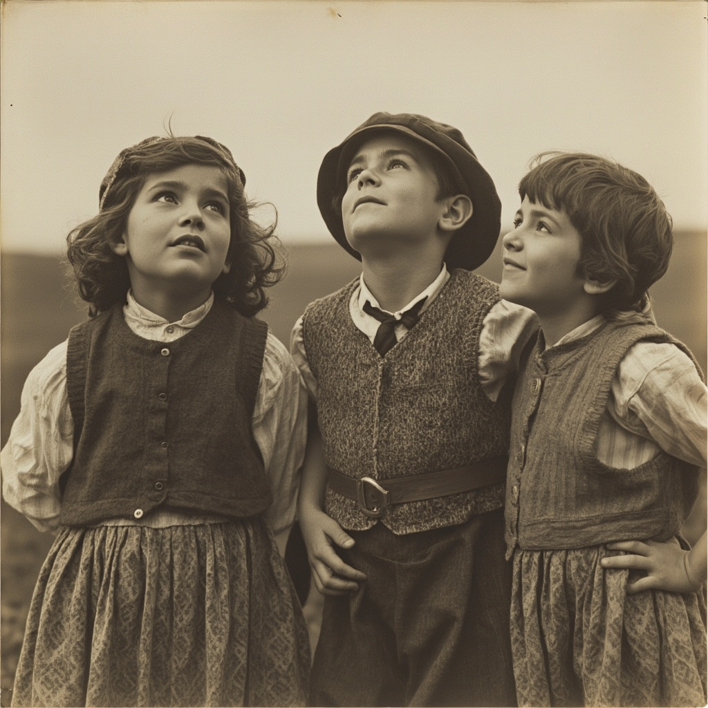Three Portuguese shepherd children