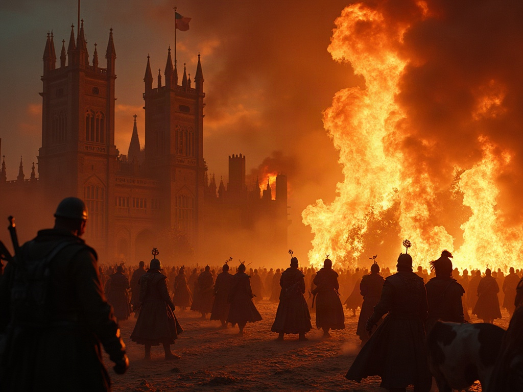 The Burning of the Savoy Palace — detail image
