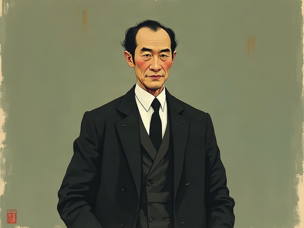 A painterly impression of a dignified Victorian-era lawyer with a faint knowing smile