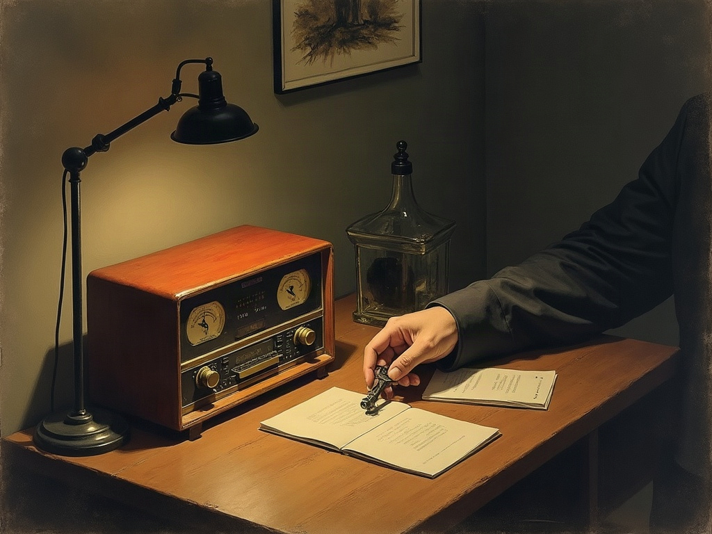 Illustration of a 1940s radio transmitter key used to send coded wartime messages at night