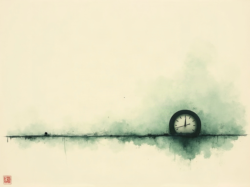 A clock just past midnight beside a quiet radar sweep in a still room